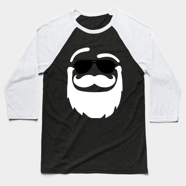 Cool Santa Claus Face Baseball T-Shirt by Skylane